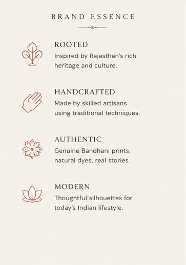 Brand essence: Rooted, Handcrafted, Authentic, Modern